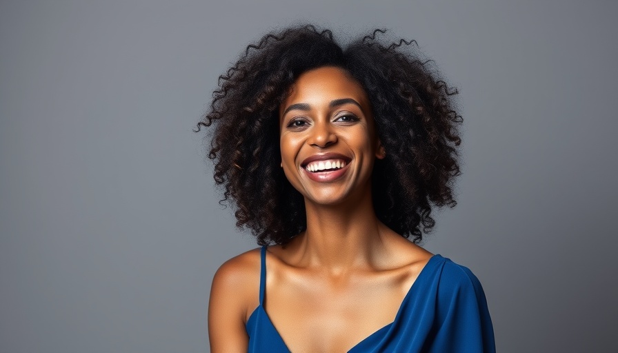 Smiling woman in blue dress for Benefit reading of Jacob's Ladder.