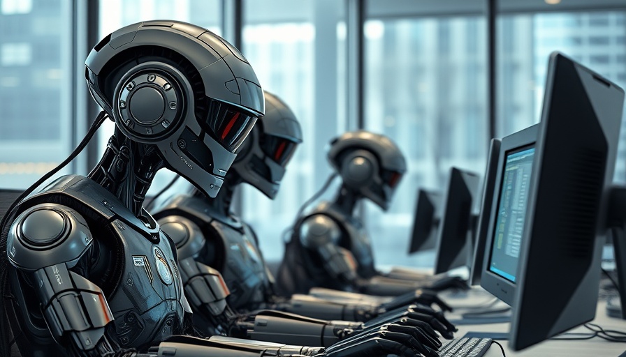 Futuristic androids working in a modern office, representing SaaS security capability framework.