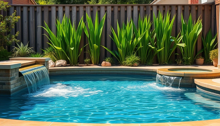 Texas pool safety for families: serene backyard pool with water features.