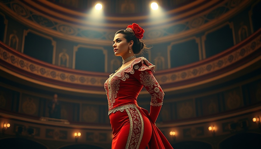 Torera in spotlight at WP Theater in traditional attire.