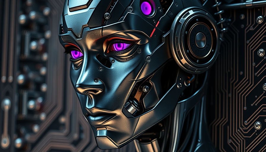 Futuristic humanoid face with circuit board, symbolic of boosting NFT creation speed.
