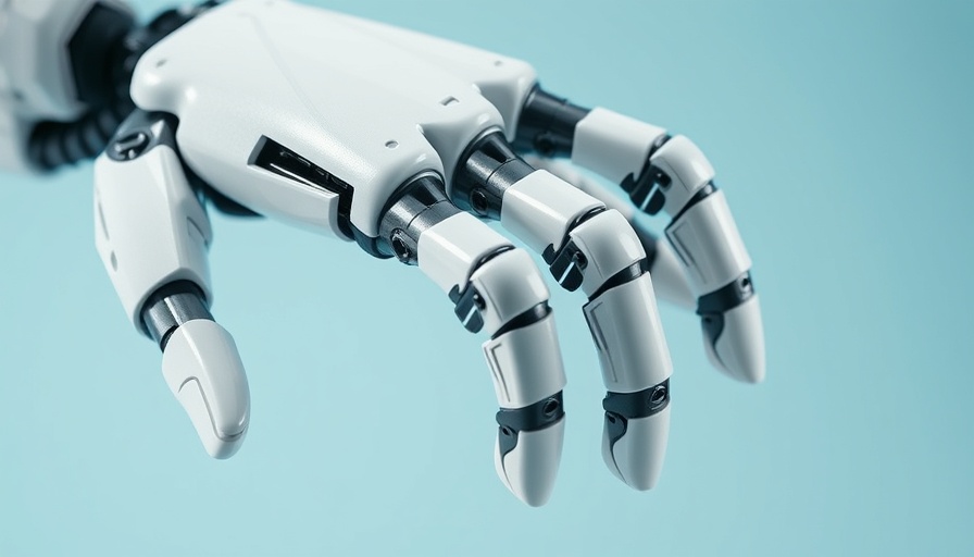 Robotic hand close-up with a light blue background, representing NeuroSense AI.