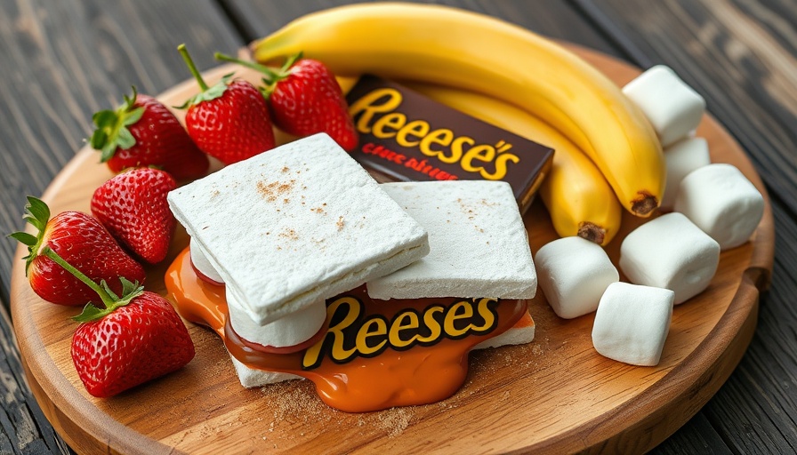 Creative upgraded s'mores recipes with varied ingredients on a board.
