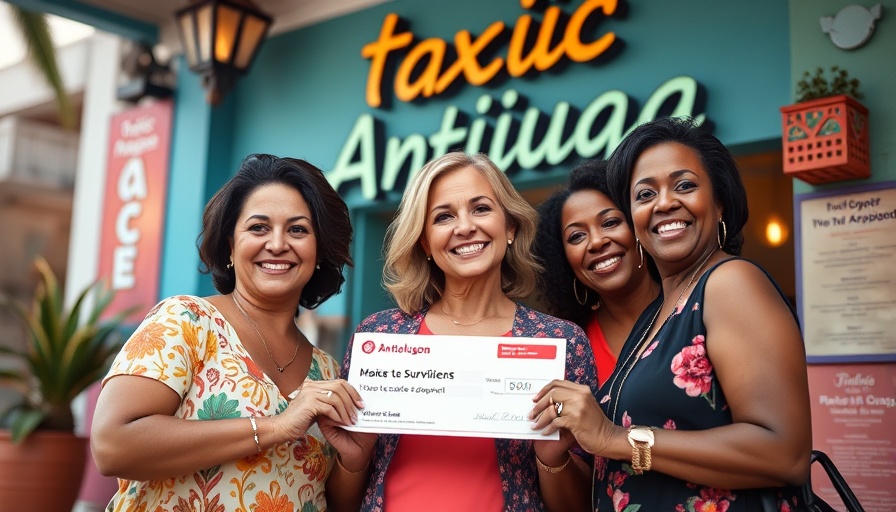 Boost Cancer Care Donation event with three women supporting.