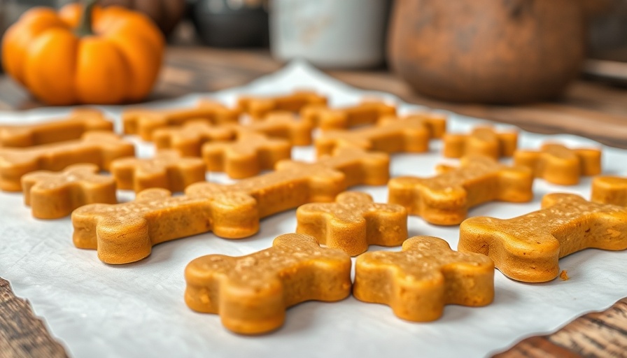 Three-ingredient pumpkin dog treats on parchment.