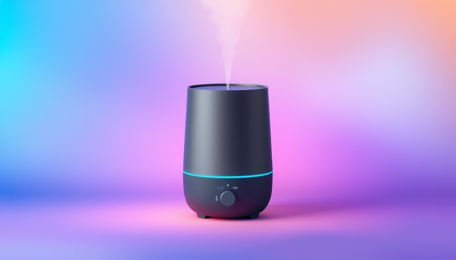 Modern humidifier on a colorful gradient background, best for healthy living