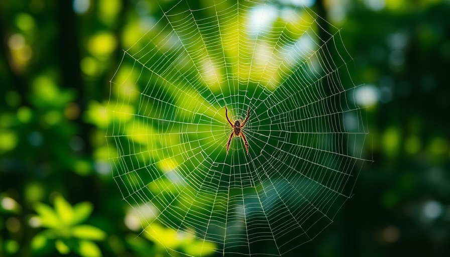 Intricate circular spider web in lush forest, types of spider webs.