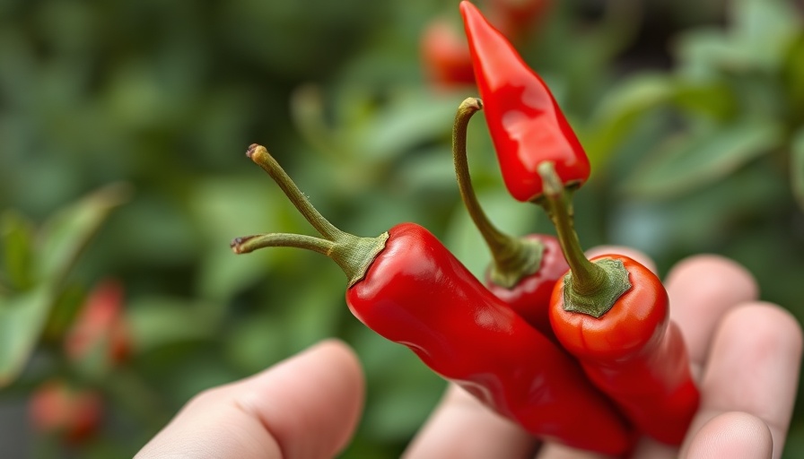 Red chili peppers in hand, natural weight loss plant.