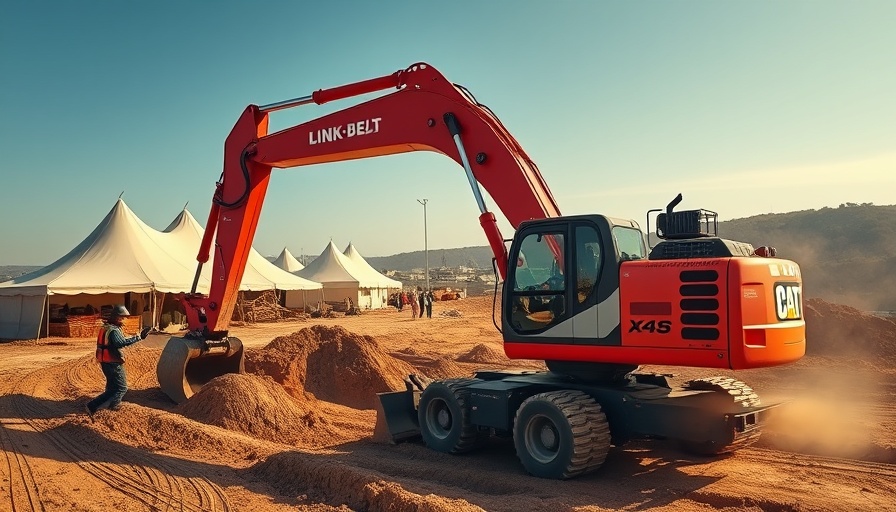 Link-Belt 145 X4S excavator at a construction site.
