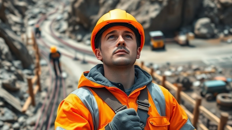 Construction worker looking upwards, illustrating project stress.