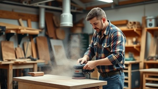 Best dust collector in workshop with worker sanding.