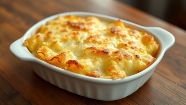 Golden brown scalloped potatoes in a dish, Julia Child scalloped potatoes recipe.