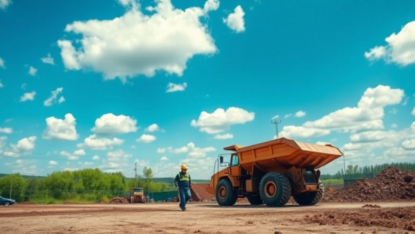 Construction site showing contractor backlog trends with machinery and worker.