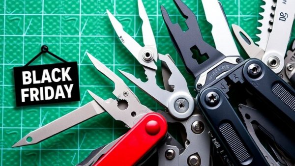 Best multitools discounts displayed on grid with Black Friday sign.