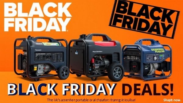 Early Black Friday generator deals displayed with vibrant orange background.