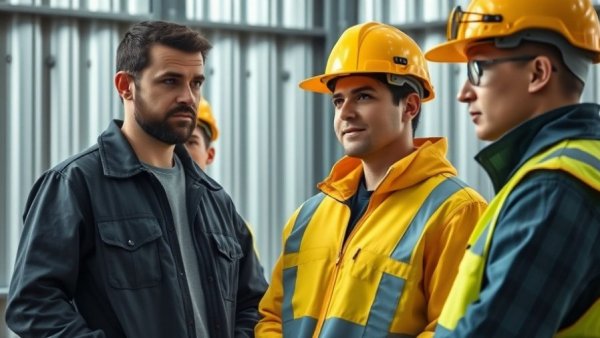 Gen Z construction workers facing labor shortages, listening to foreman.