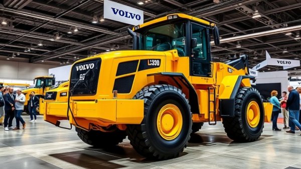 Volvo L30 Wheel Loader prominently displayed at an indoor exhibition.