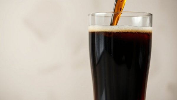 Close-up pour of rich dark beer in glass, Thanksgiving beers.
