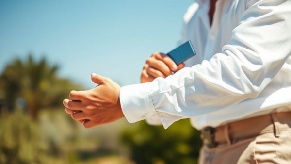 Man applying sunscreen outdoors, sun safety tips for gardeners.