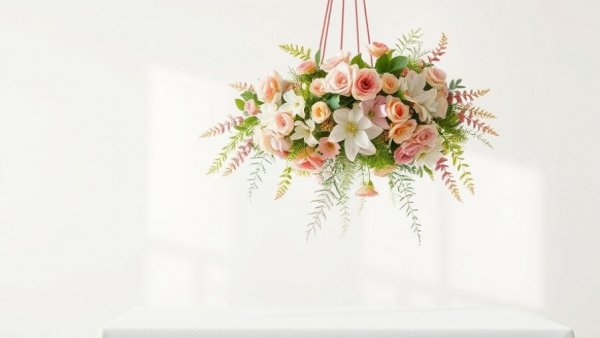 Elegant floral decor over a table creates a cozy home after holidays ambience.