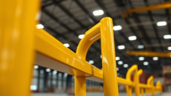 Polymer guardrails in warehouse safety setup.