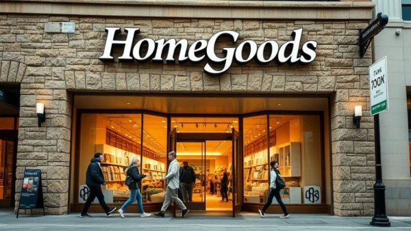 HomeGoods store entrance, rustic stone facade, affordable Hanukkah decorations under $30.