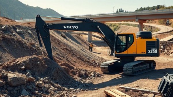 Volvo ECR355 Excavator digging construction site.