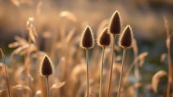 Teasels in a winter garden, showcasing perennials for winter gardens.