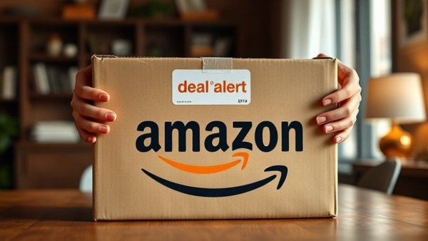 Amazon tool deals holiday shopping - Amazon box with deal alert tag.