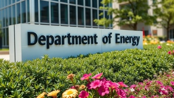 US Energy Dept building sign surrounded by greenery, zero-emissions context.