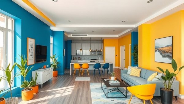 Modern Madrid apartment renovation with colorful interior design.