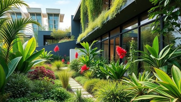 Contemporary garden showcasing sustainable gardening practices.