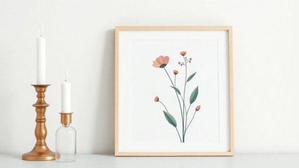 Minimalist floral artwork with candle holder, perfect unique holiday gifts for gardeners 2025.