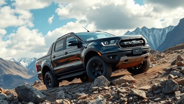 2026 Ford Maverick compact pickup on rocky terrain.