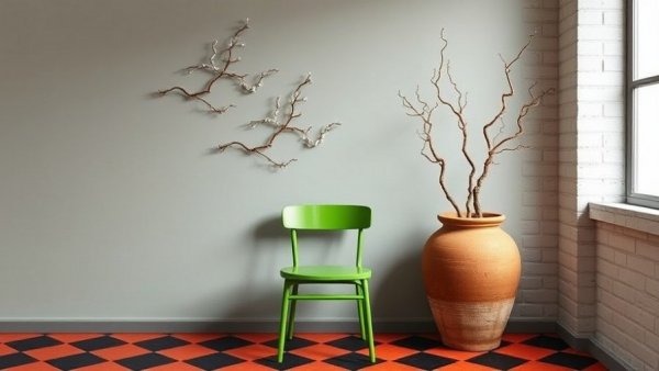 Minimalist DIY holiday decor with wall branch ornaments.