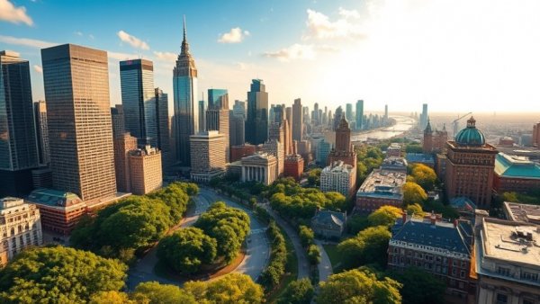 Cityscape at sunset with skyscrapers and parks, WSP acquisition of TRC Companies