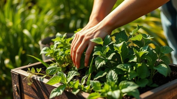 Gardening scene during Keter Winter Blowout Sale with plants.