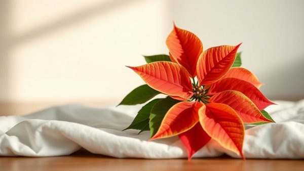 Potted poinsettia, showcasing care techniques, minimalist decor.