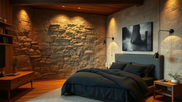 Cozy bedroom with natural textures for year-end reflections.