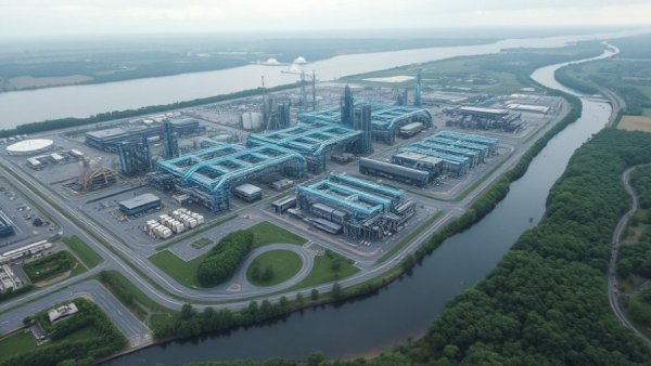 Aerial view of Oklahoma lithium refinery highlighting industrial layout.