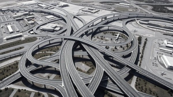 LAX roadway improvements with elevated loops and interchanges.
