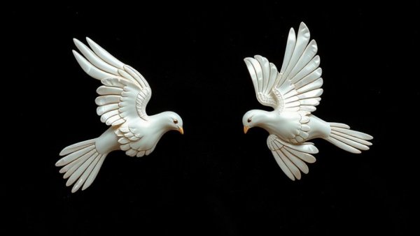 Bird motifs in mother-of-pearl on dark fabric, home design trend.