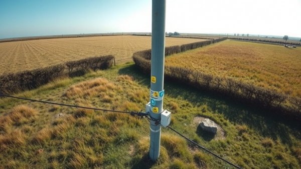 Utility pole with digital tags showcasing Bentley Systems technology.