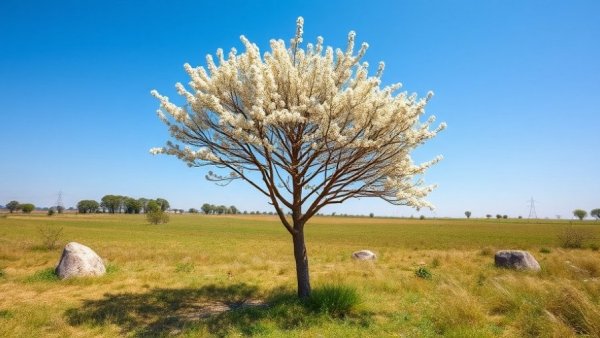 Low maintenance tree in bloom under a blue sky.