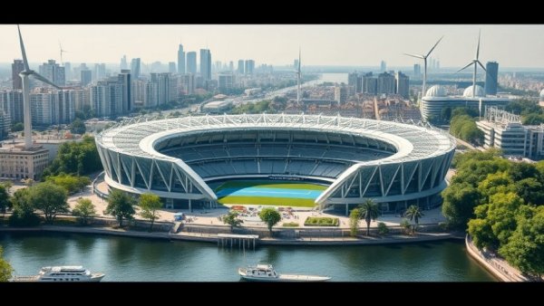 New England Revolution stadium project with cityscape and river view