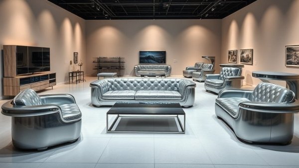 Orbit Collection by Tina Frey metallic furniture exhibit at Design Miami 2.0.