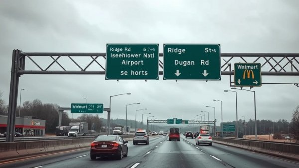 Kansas DOT construction contract highway scene with signs and traffic.