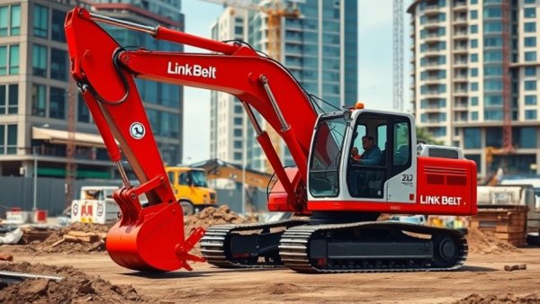 Link-Belt 145 X4S excavator on city construction site.