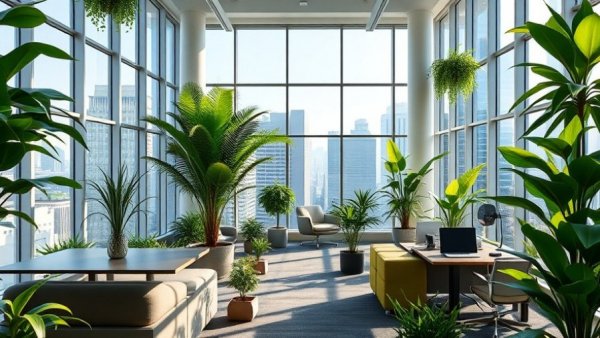 KOKUYO DIG Office Design with lush plants and modern seating.