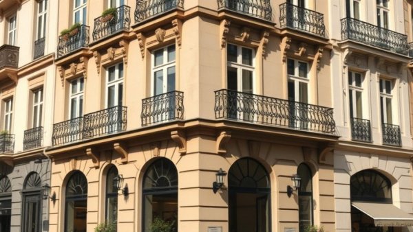 Facade of Hotel Massé Pigalle Paris with ornate balconies and windows.